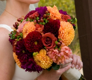 A striking bridal bouquet from Delford West Flowers